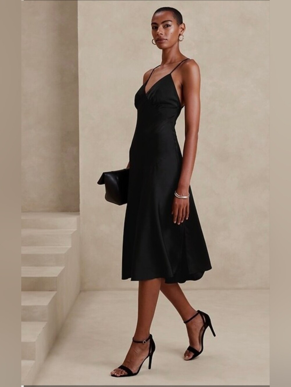 BANANA REPUBLIC FACTORY ASYMMETRICAL SEAM SLIP DRESS BLACK 10